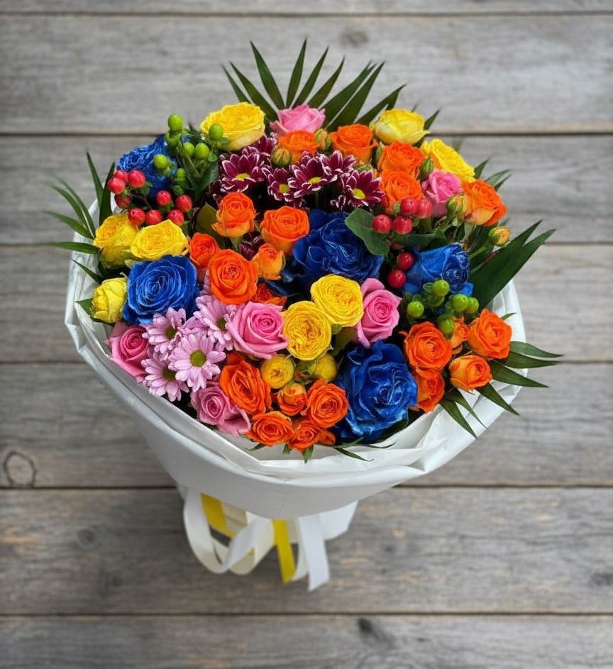 Букет цветов из: Розы и Хризантемы в Большой Ирбе