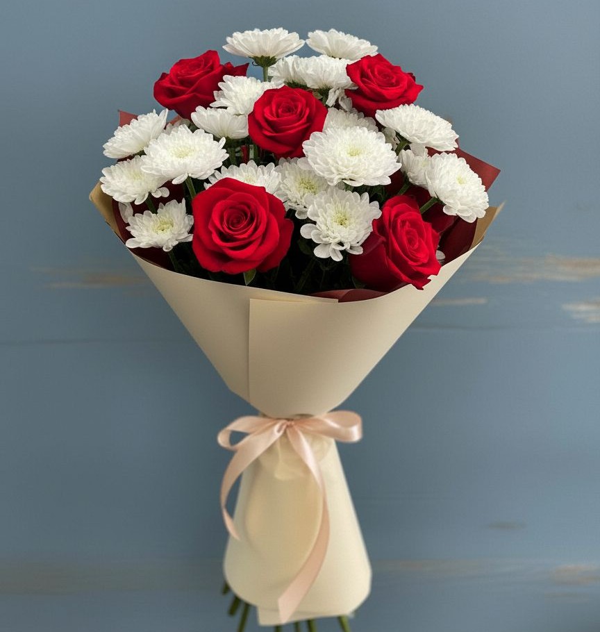 Букет цветов из: Розы и Хризантемы в Большой Ирбе