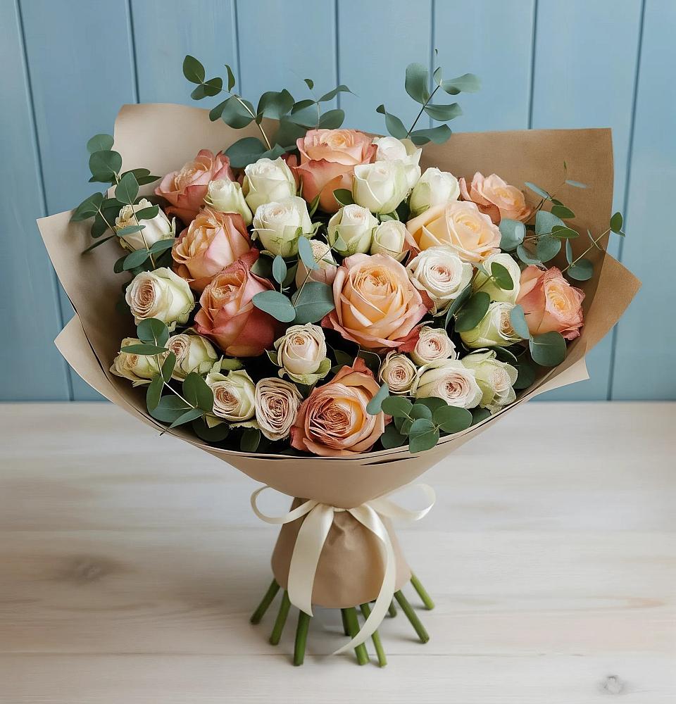 Букет цветов из: Альстромерии и Розы в Большой Ирбе