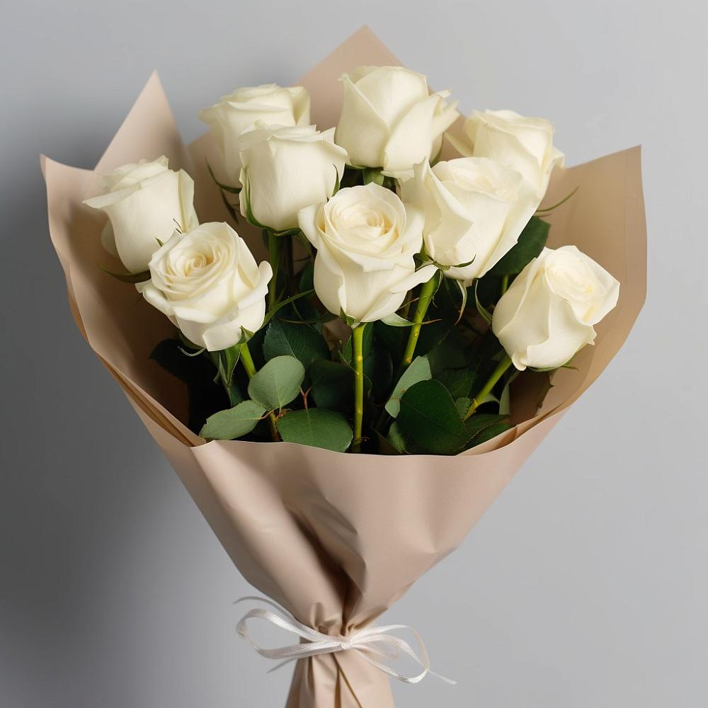 Букет 9 Белых роз Эдлесс Лав в Большой Ирбе