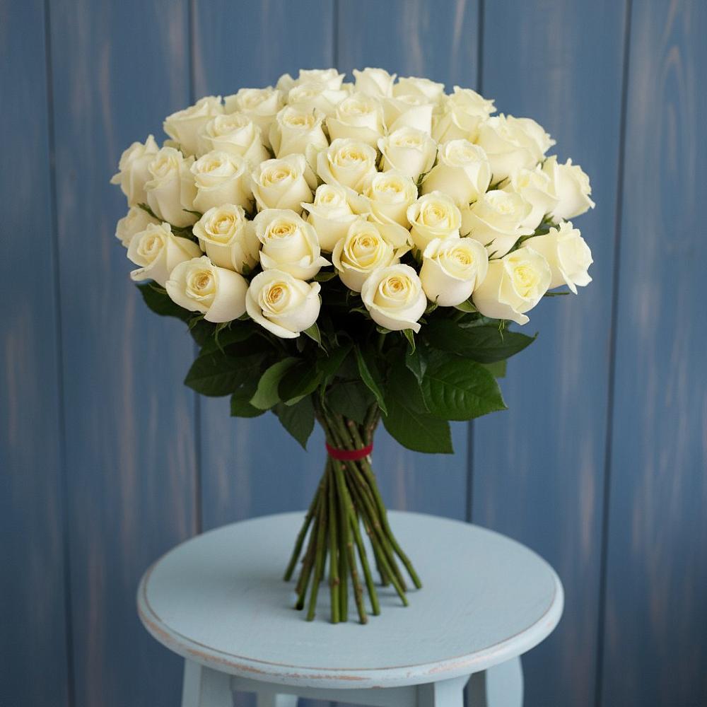 Букет 51 Белая роза Эдлесс Лав в Большой Ирбе