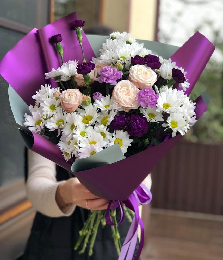 Букет цветов из: Хризантемы, Гвоздики и Розы в Большой Ирбе