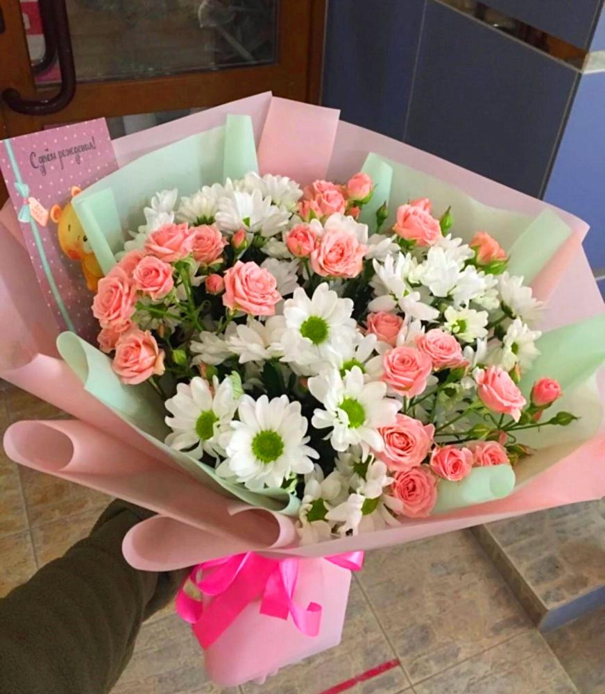 Букет цветов из: Розы и Хризантемы в Большой Ирбе