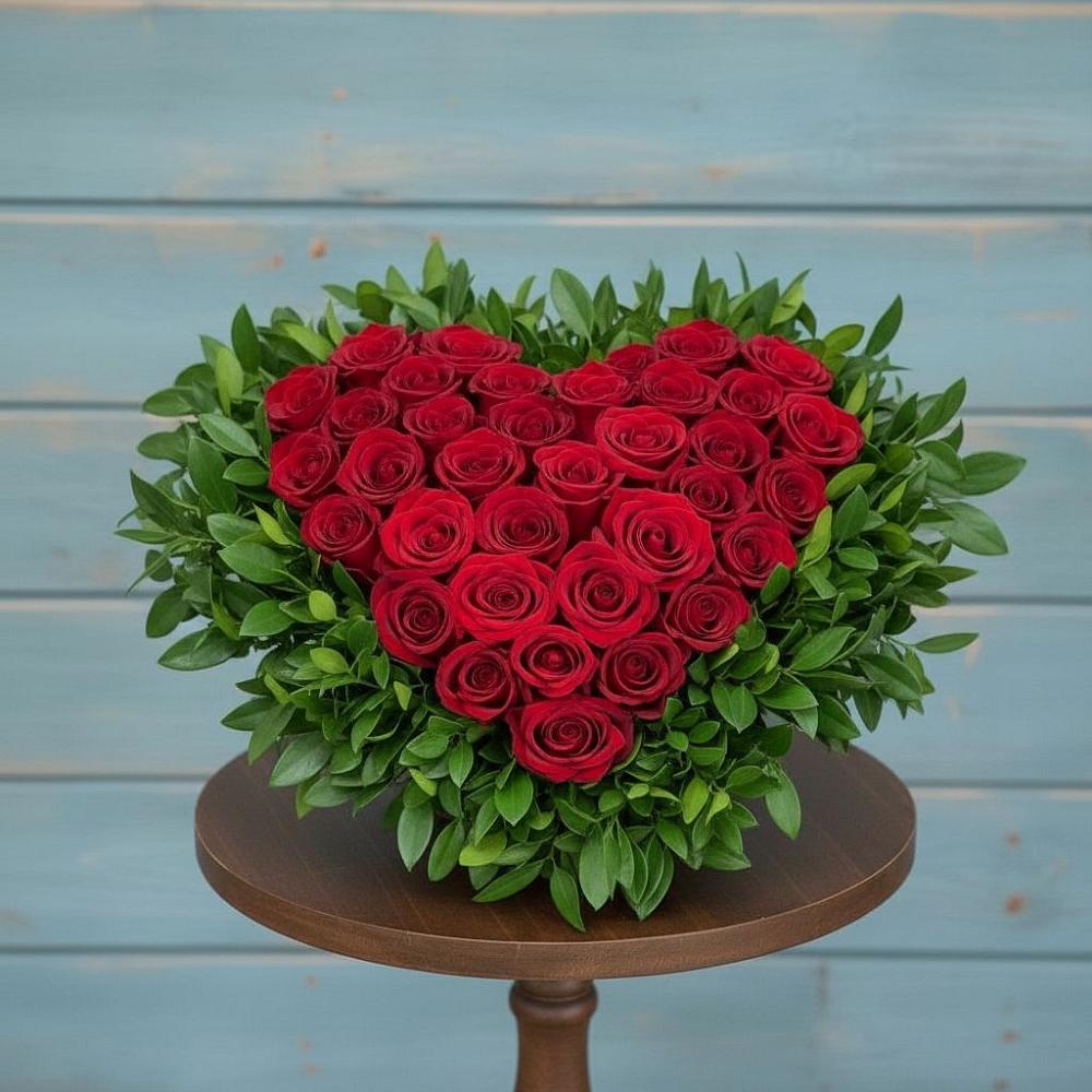 Цветочная композиция из Розы в виде сердца в Большой Ирбе