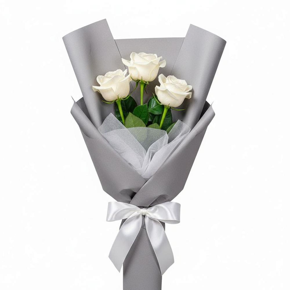 Букет 3 белые розы в Большой Ирбе
