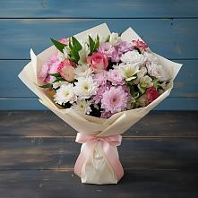 Букет цветов из:  Хризантемы, Альстромерии и Розы в Большой Ирбе