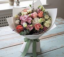 Букет цветов из:  Розы, Лизиантусы и Гвоздики в Большой Ирбе