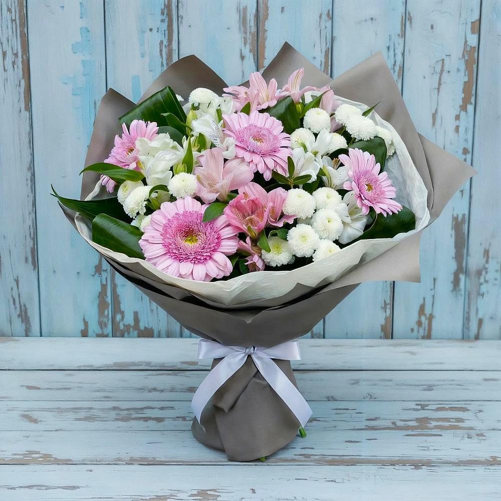 Букет цветов из: Герберы, Альстромерии и Хризантемы в Большой Ирбе