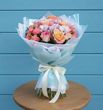 Букет цветов из:  Хризантемы и Розы #REPLACE_PRED# Большой Ирбе