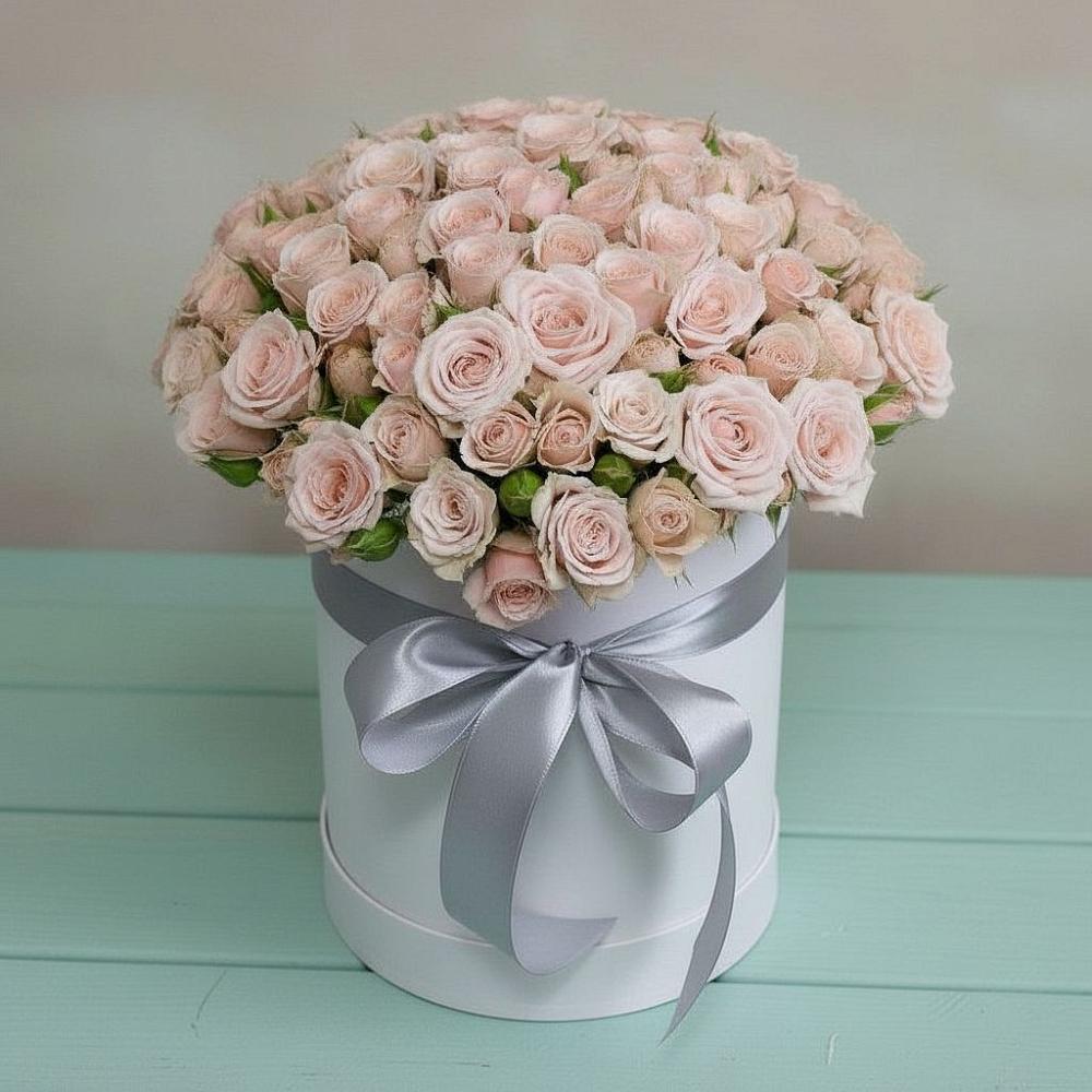 Цветочная композиция из Розы в шляпной коробке в Большой Ирбе